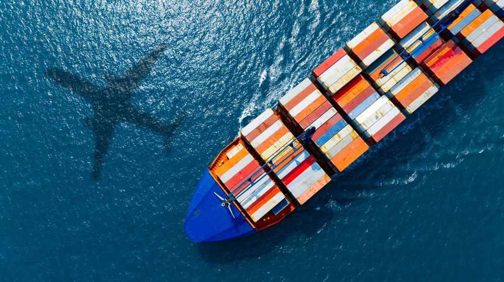 ship and airplane at port
